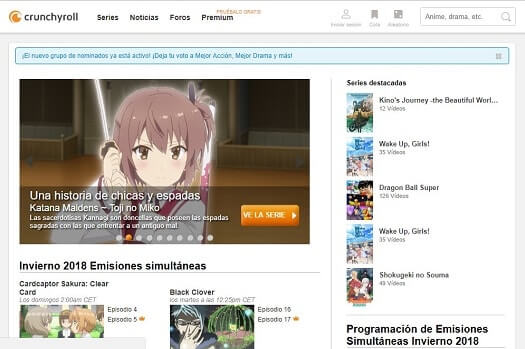 CrunchyRoll mira anime y manga