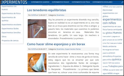 Experimentos on line para niños