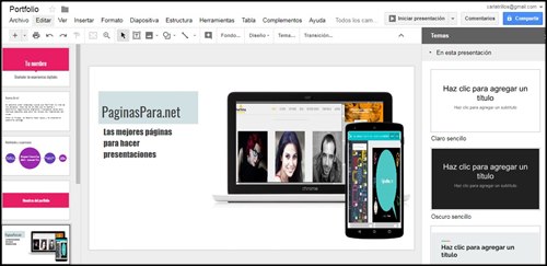 Google Presentaciones. Crear presentaciones online