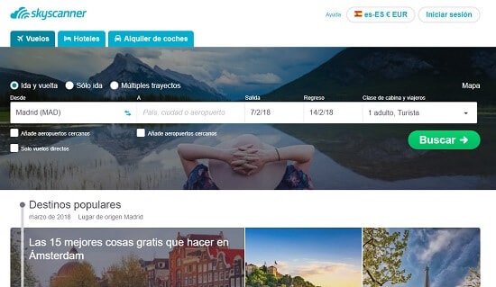 Skyscanner buscar vuelos baratos por internet