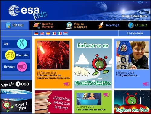 esa Kids oficina espacial para niños