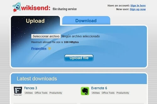 wikisend subir archivos gratis