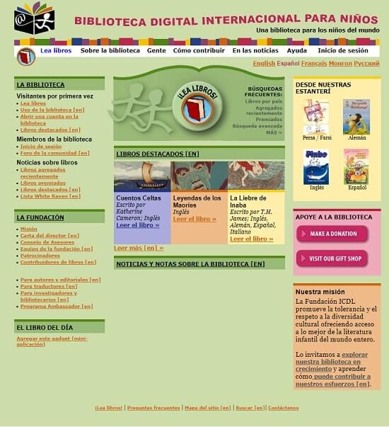 Bibloteca Digital Internacional para Niños biblioteca online gratis para leer
