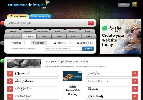 conversor de letras fuentes para tatuajes