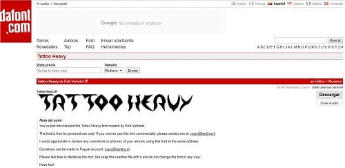 DaFont la página cn más fuentes para tatuajes