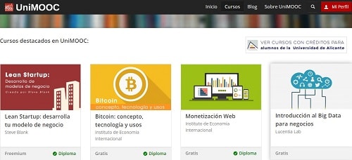 UniMOOC cursos de la Universidad de Alicante