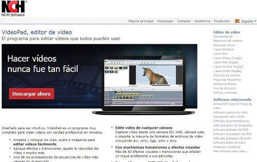 Video Pad pagina web