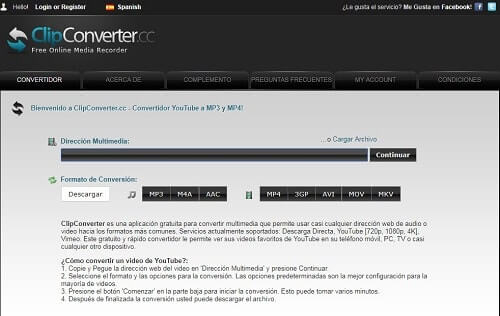 clipconverter web descargar youtube