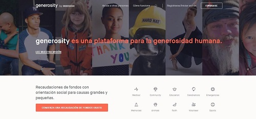 generosity donde pedir donaciones