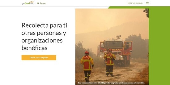 GoFundMe Fondos grandes para páginas web