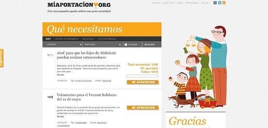 Miaportacion páginas de donaciones