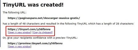 acortador de enlaces web tinyurl