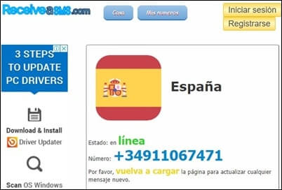 Recibir codigo de confirmacion