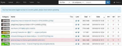 NYAA anime gratis y HD