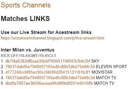 Links Acestream