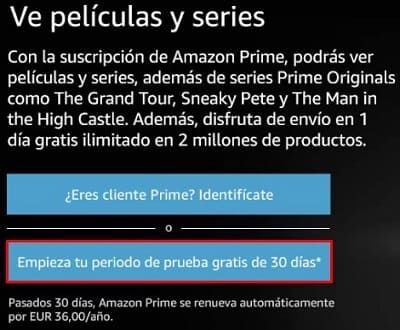 Amazon Prime prueba