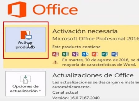 Código de activación Word